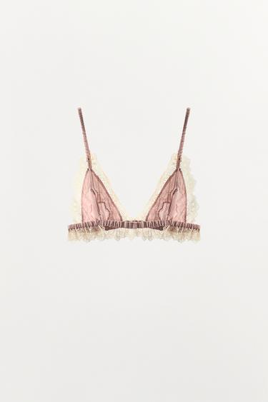 STRIPED LACE BRA - Pink / White by Zara - Image 5
