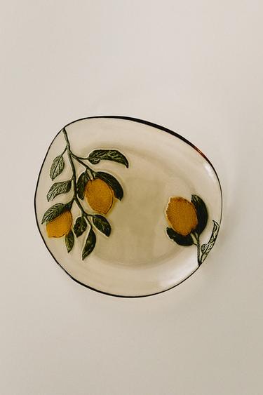 GLASS LEMON DESSERT PLATE - Yellow by Zara