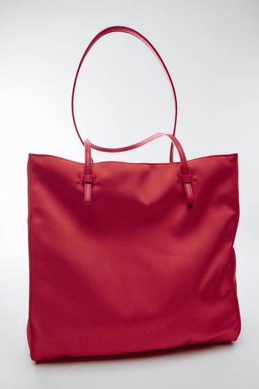 SATIN TOTE BAG - Red by Zara