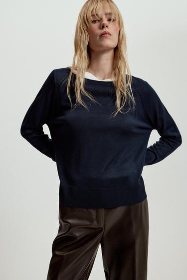 JERSEY BÁSICO PUNTO - Marino oscuro de Zara