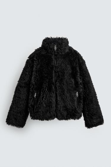 HARRY LAMBERT FOR ZARA X DISNEY ЖАСАНДЫ ЖҮН ЭФФЕКТІСІ БАР БОМБЕР КҮРТКЕ - Қара Zara компаниясынан