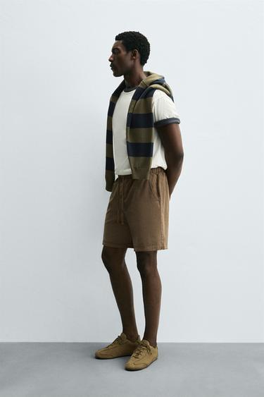 BERMUDA COUPE DÉCONTRACTÉE LYOCELL - COTON - Marron de Zara - Image 3