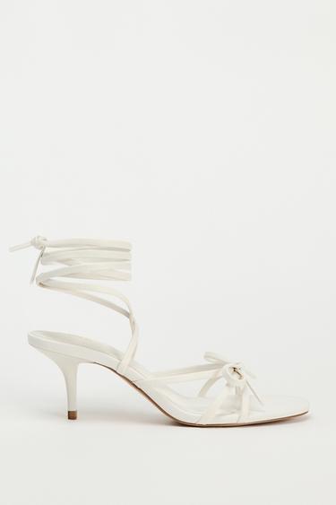 SANDALIA TACÓN ATADA - Blanco de Zara