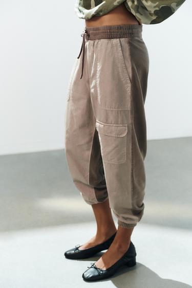 COMBINED CARGO JOGGER PANTS — Brown / Taupe 1