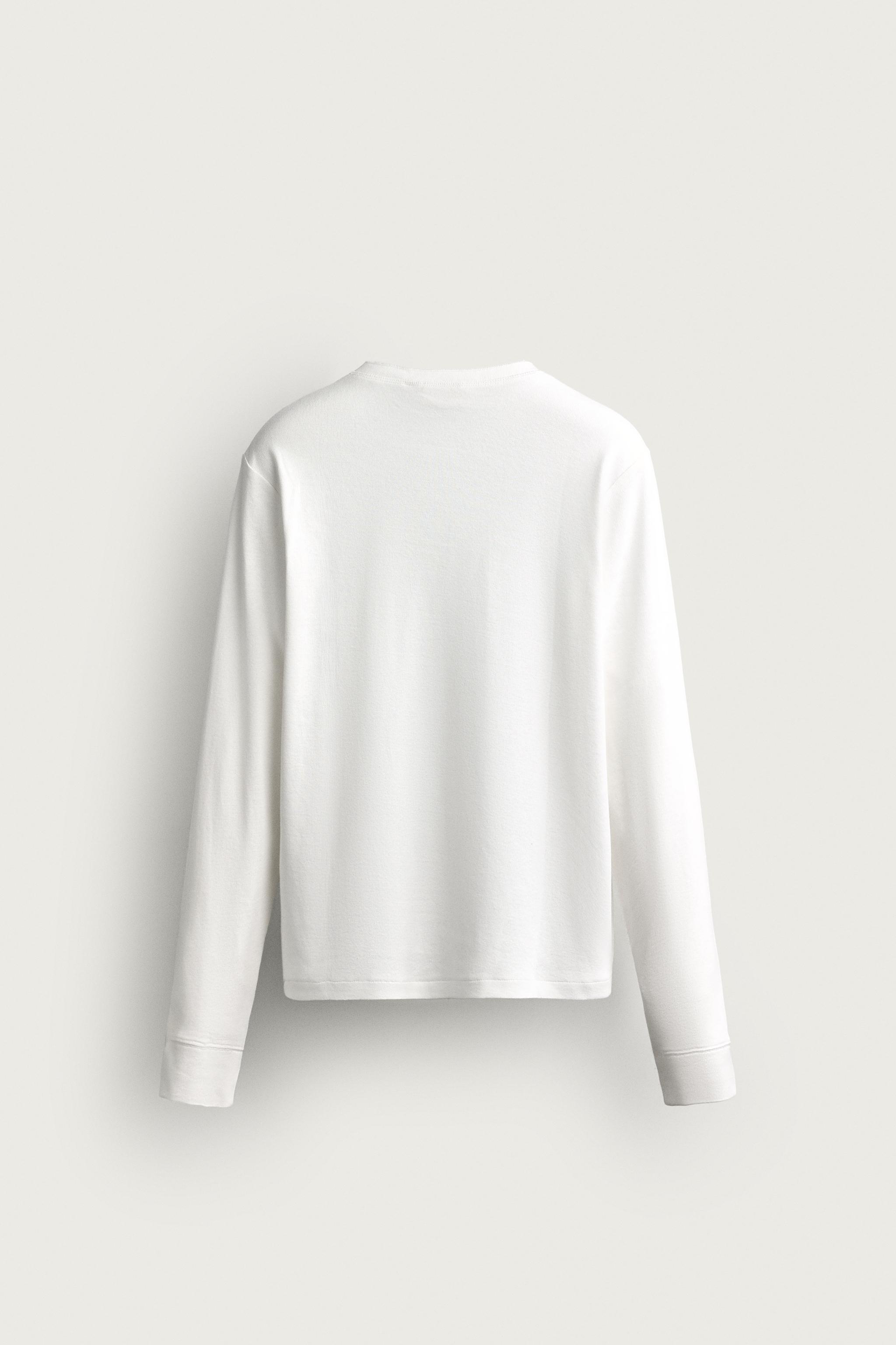 COTTON-LINEN HENLEY T-SHIRT — White