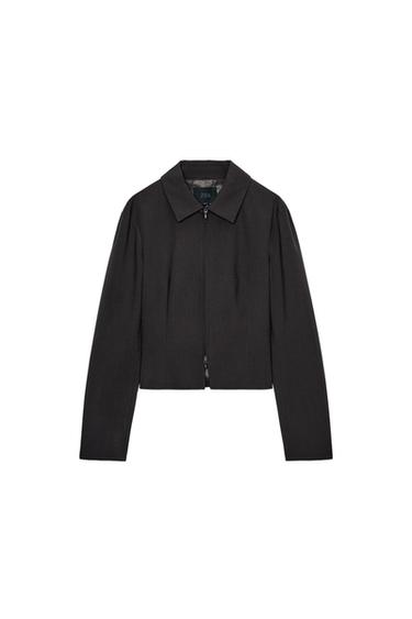 STRIPED JACKET WITH ZIPS - Brown by Zara