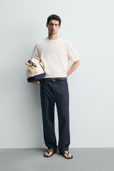 MEDIUM WEIGHT SHORT SLEEVE T-SHIRT - Oyster-white by Zara