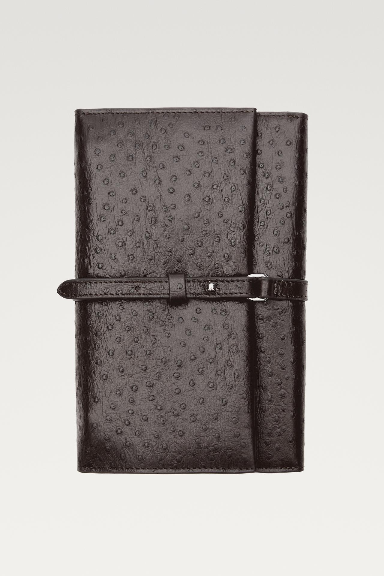 Textured nappa leather jewelry case — Brown