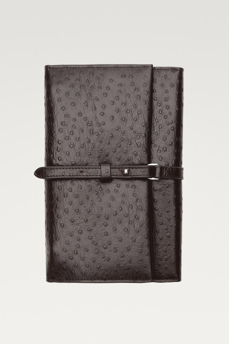 Textured nappa leather jewelry case — Brown