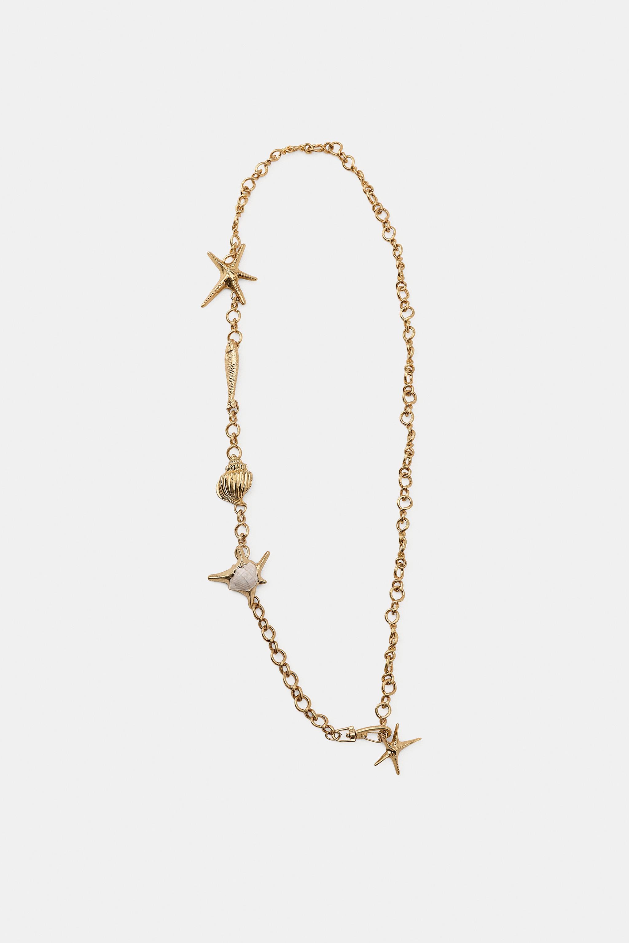 ZARA NAUTICAL CHARM CHAIN BELT / NECKLACE METAL BELT WITH MARINE CHARMS - Golden | ZARA United States main image 2
