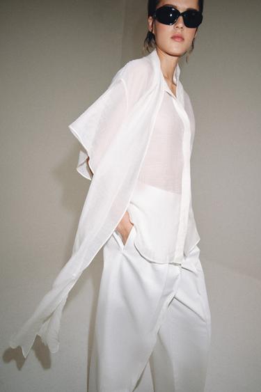 ZW COLLECTION SCARF SHIRT - White by Zara - Image 1