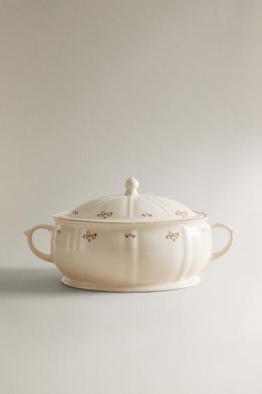 FLORAL PORCELAIN TUREEN - Cream by Zara