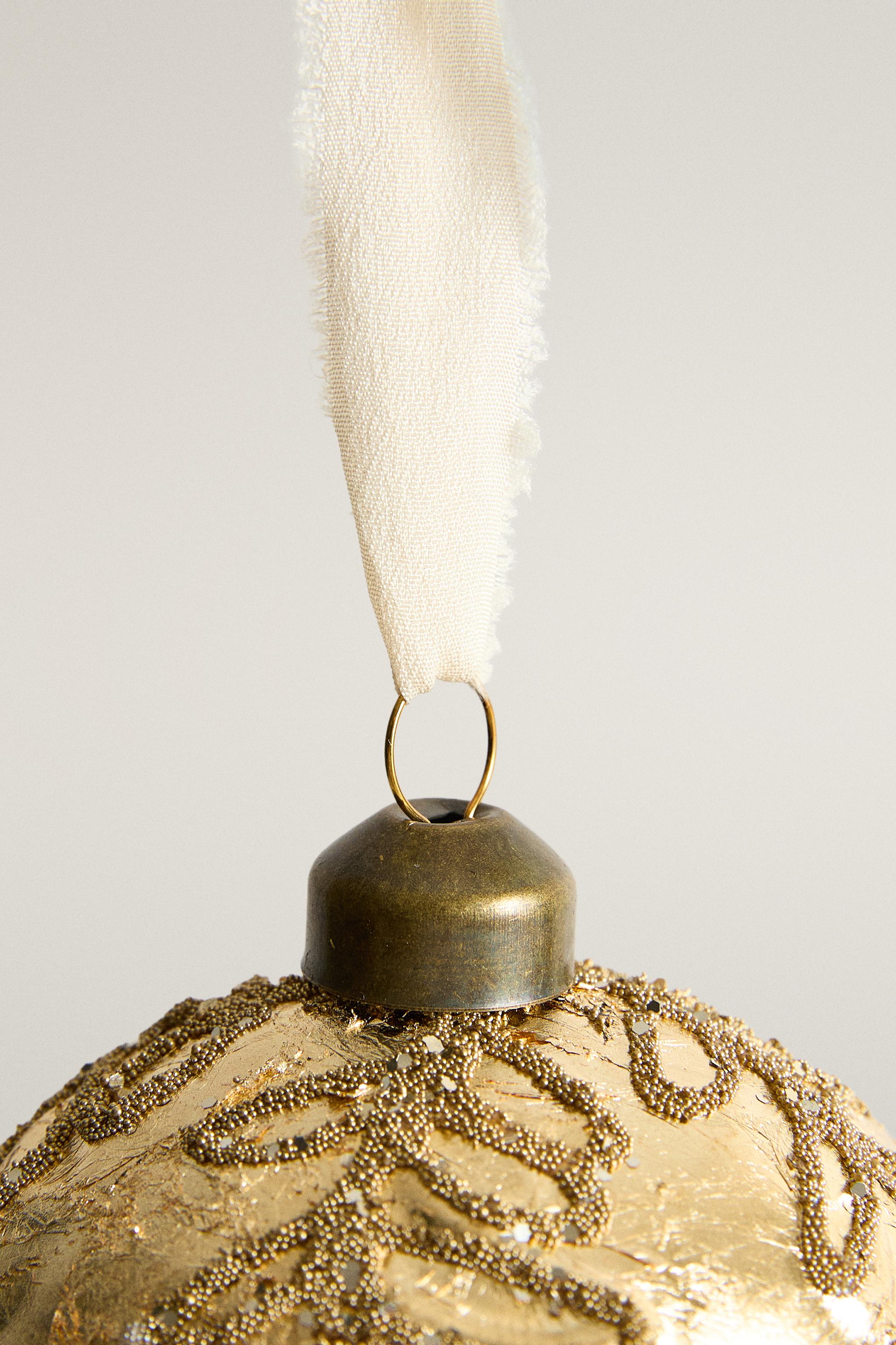 GLASS CHRISTMAS TREE FLOWER ORNAMENT - Golden | ZARA United States