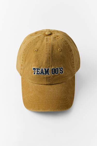 CONTRAST EMBROIDERED TWILL CAP — Ocher 1