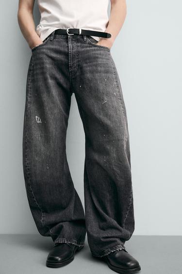 BARREL FIT JEANS WITH TWISTED SEAMS - Charcoal by Zara - Image 4