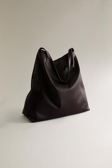 SAC CABAS SATIN - Marron chocolat de Zara - Image 1
