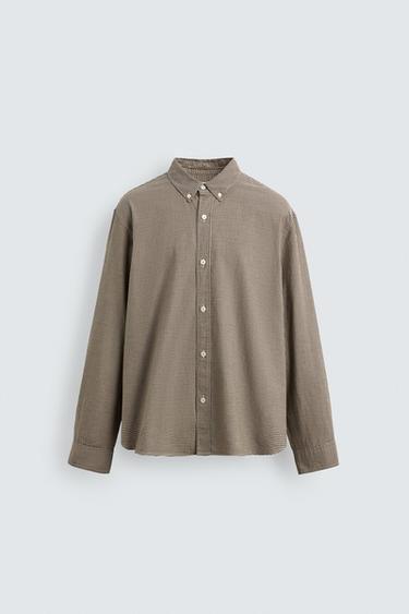 REGULAR FIT CHECK SHIRT - Brown / Ecru by Zara