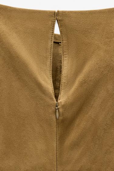 ROBE DRAPÉE CUIR DAIM LIMITED EDITION - Vert olive de Zara - Image 7