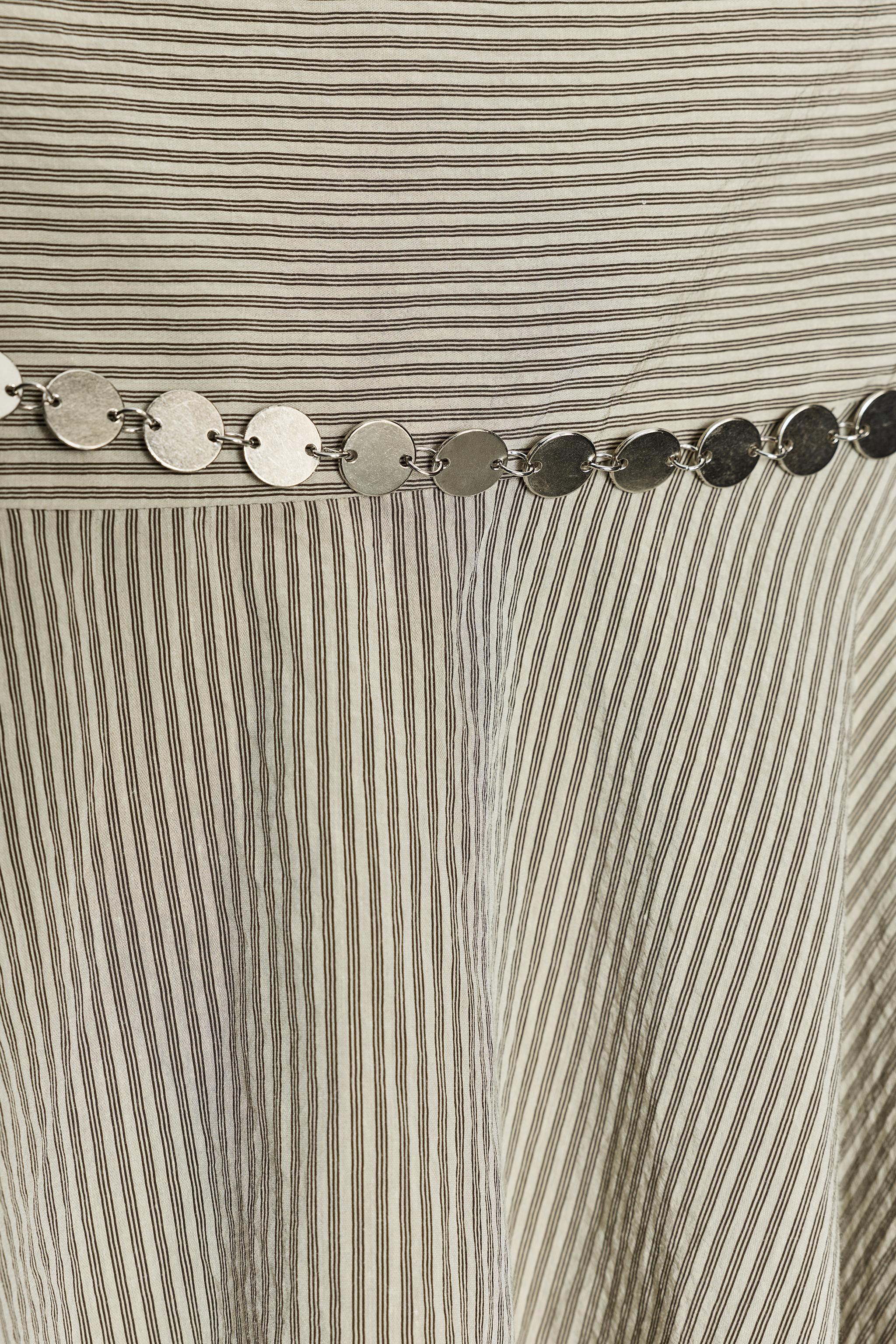 JUPE MIDI ASYMÉTRIQUE CEINTURE RAYURES