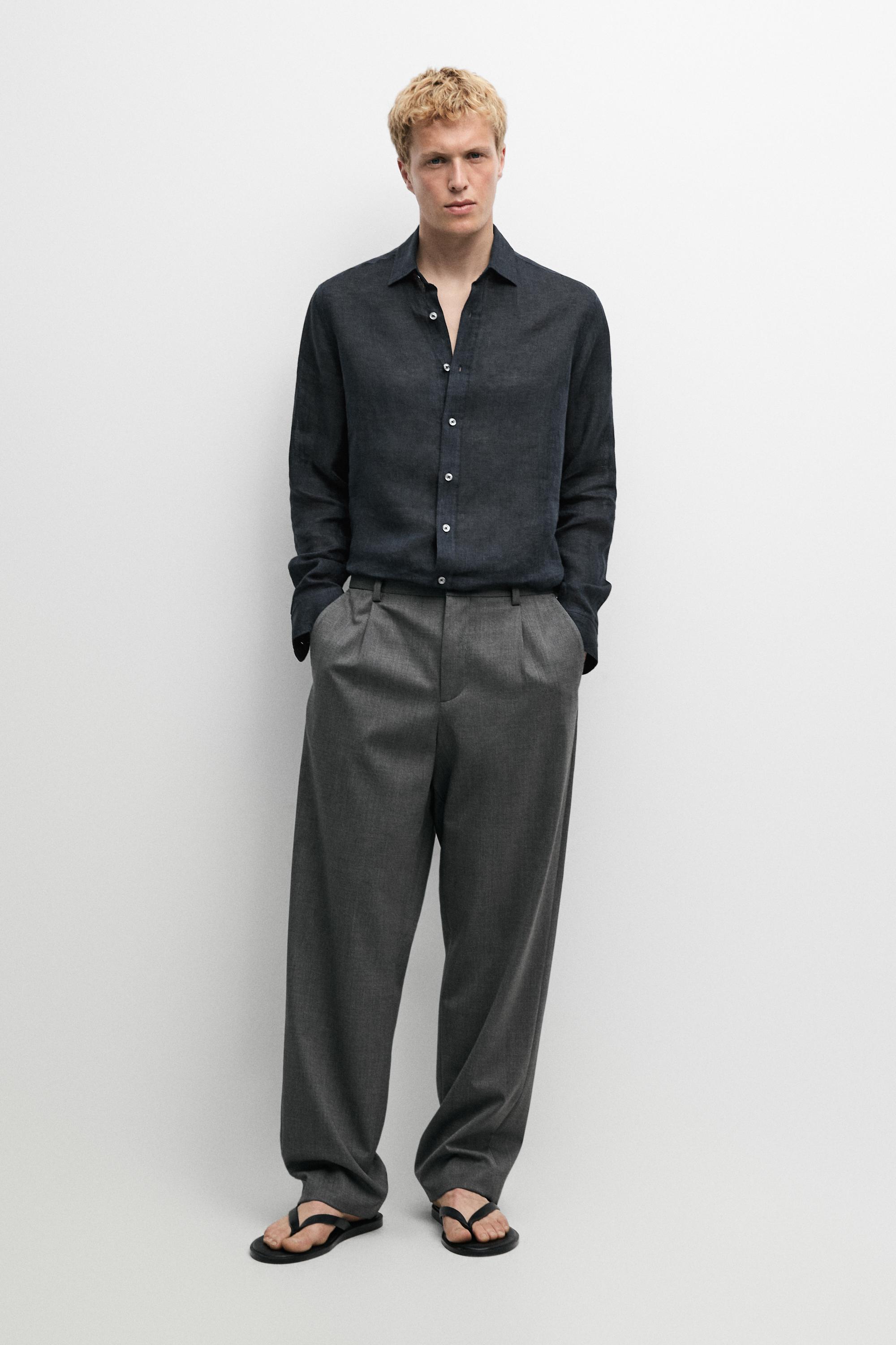 Pantalon à pinces en mélange de laine froide