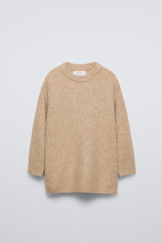 Knit Sweater Pull En Maille Jacquard Zara PULL BEIGE CLAIR - Main Image