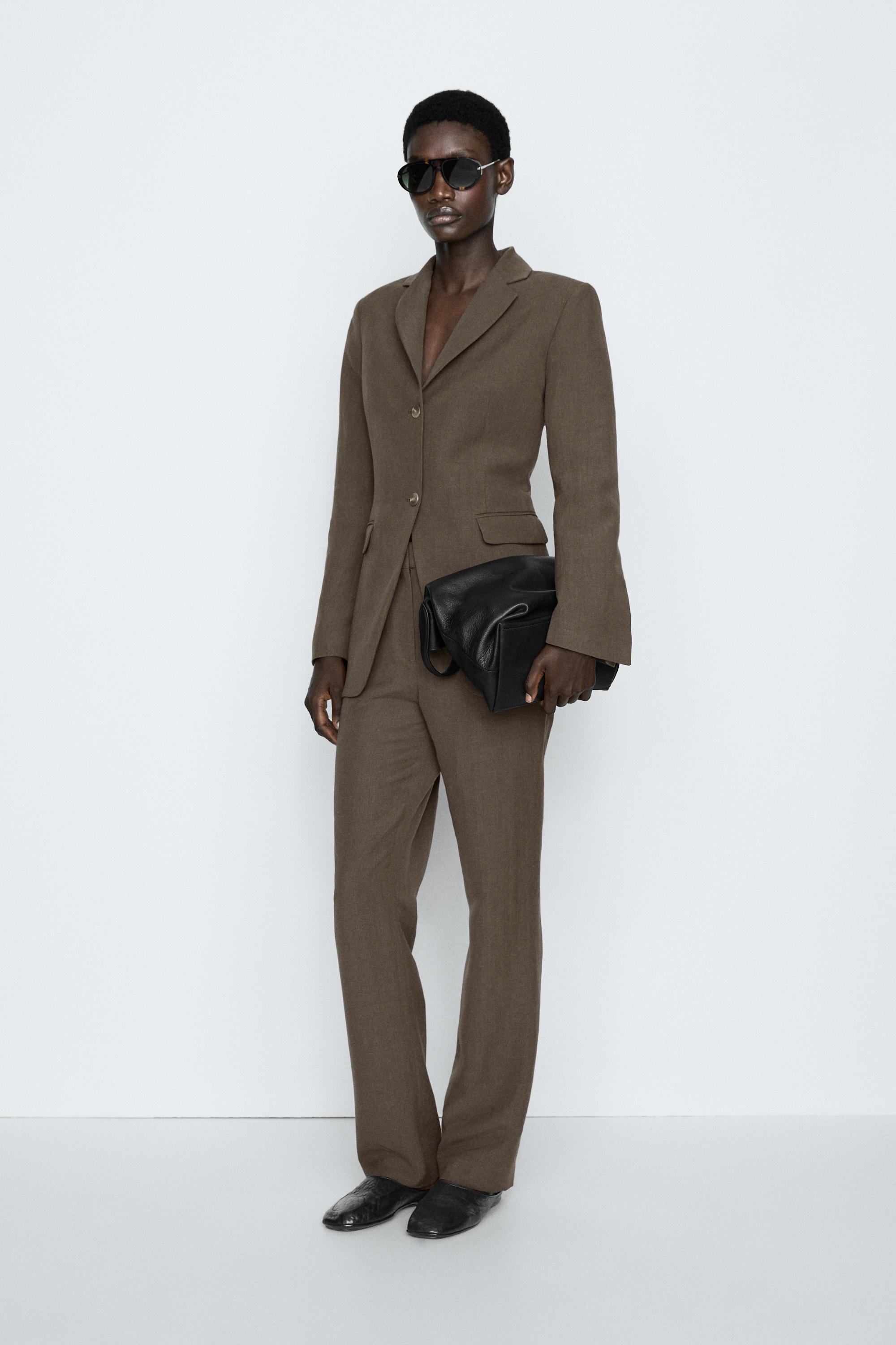 Tailored linen-blend blazer - STUDIO — Earth