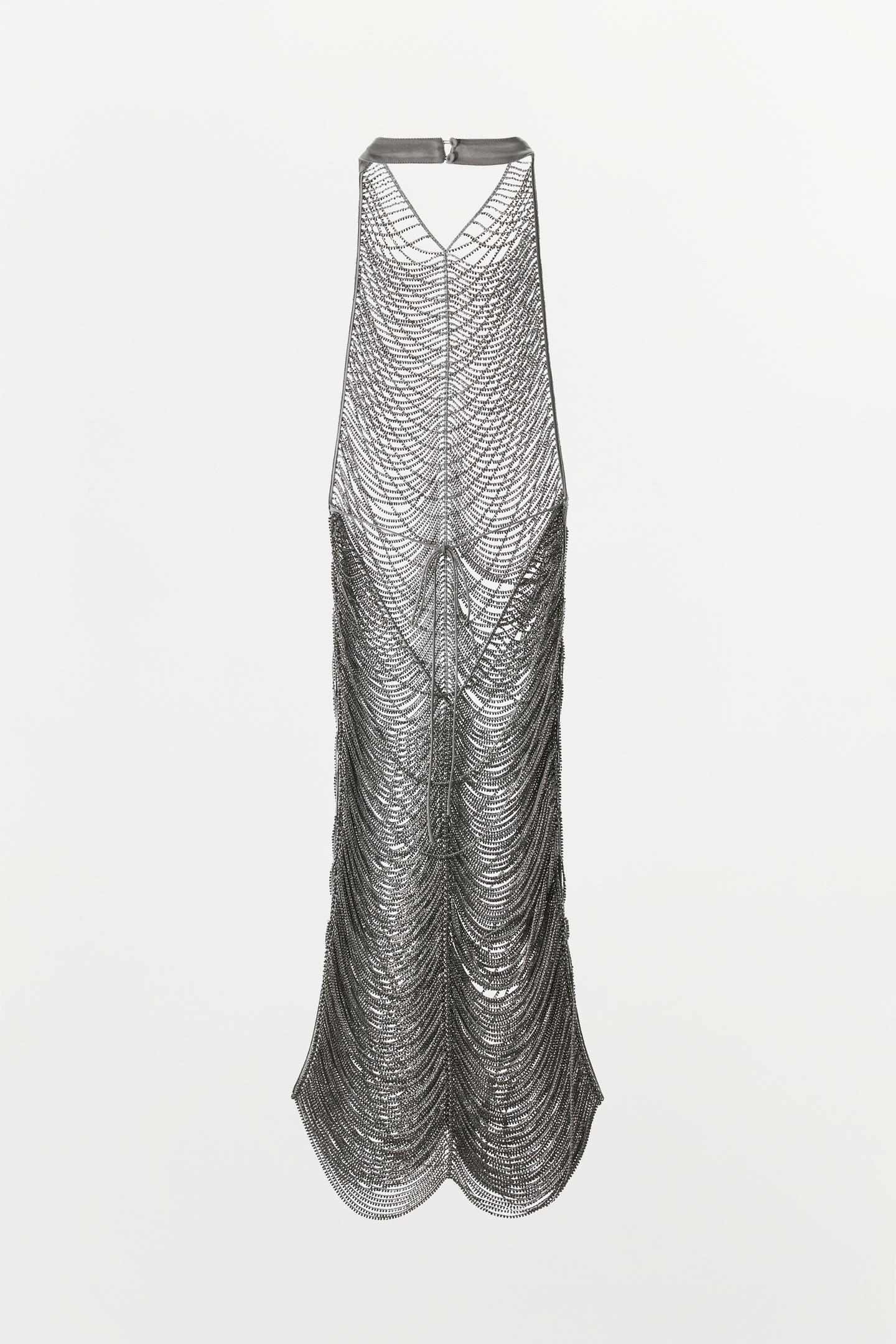 Женское платье Zara Sparkly Halter Mini, цвет: Серебряный — фото 7