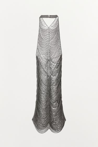 ROBE COURTE HALTER BRILLANTE - Argent de Zara - Image 6