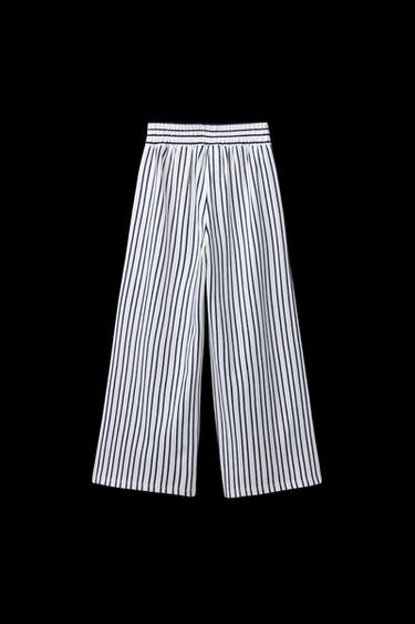 STRIPED STRAIGHT-LEG TROUSERS - Ecru by Zara