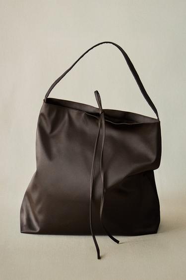 SAC CABAS SATIN - Marron chocolat de Zara - Image 5