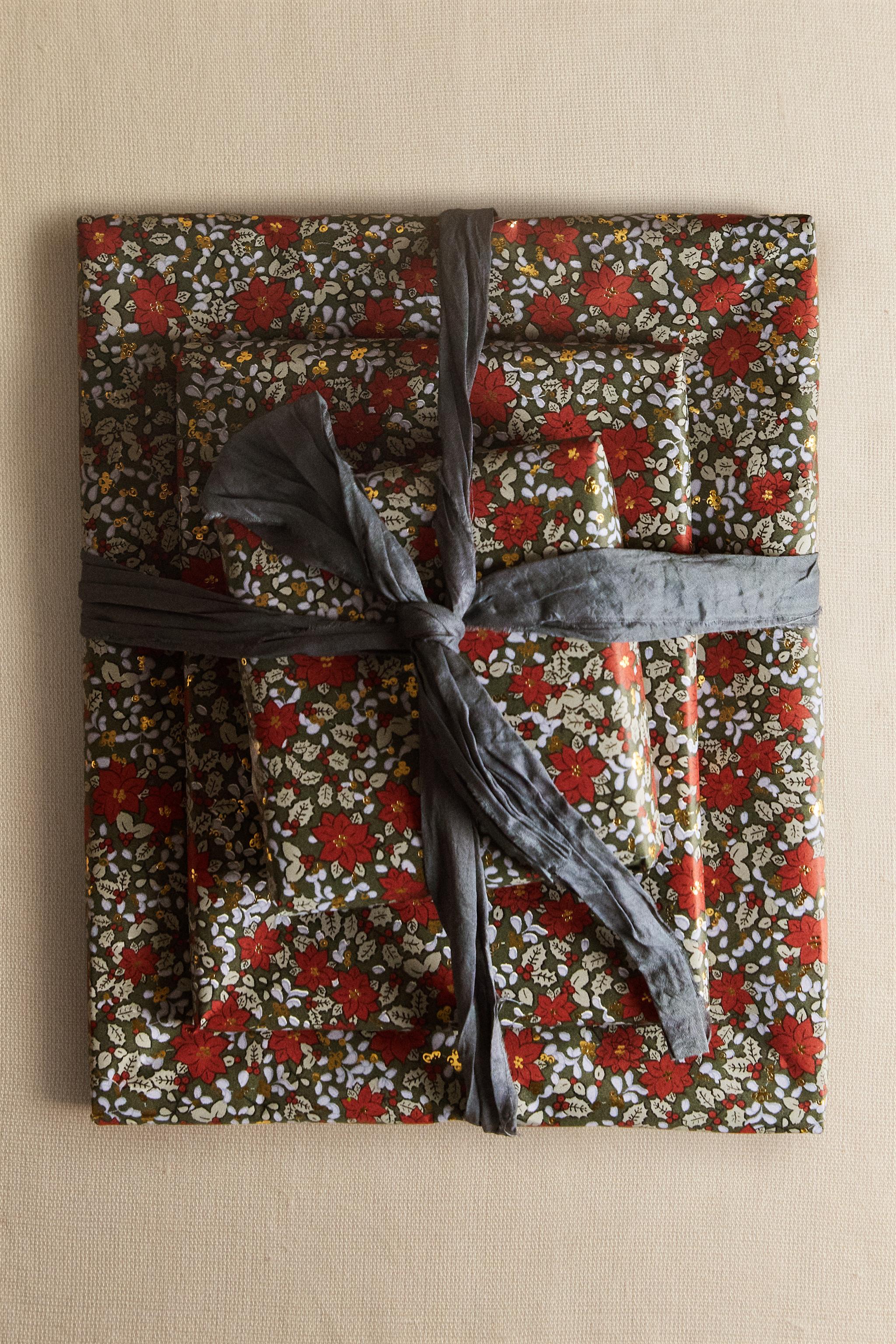 CHRISTMAS FLORAL GIFT WRAPPING PAPER