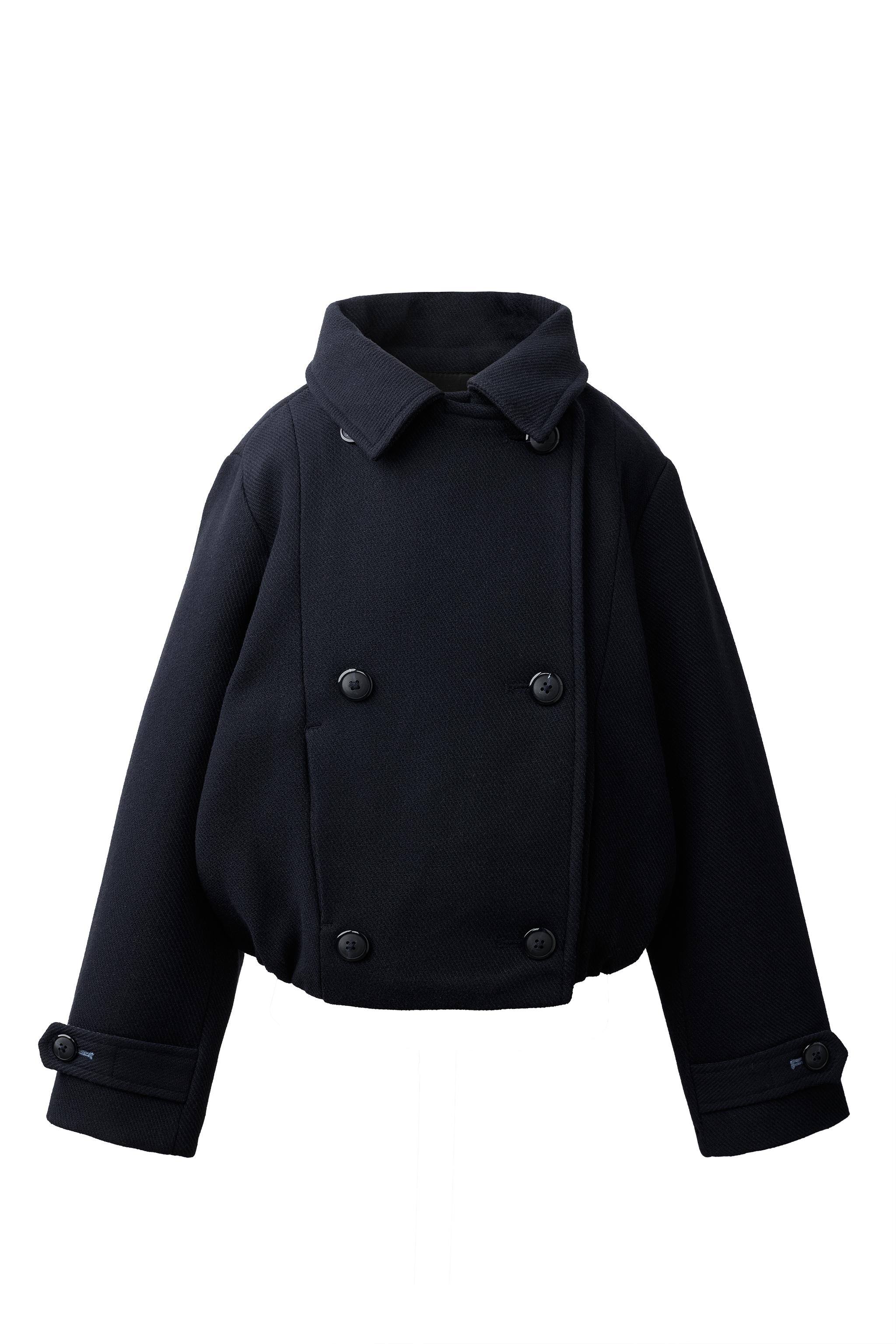 クロップド丈ウール混コート - ネイビーブルー | ZARA Japan / 日本