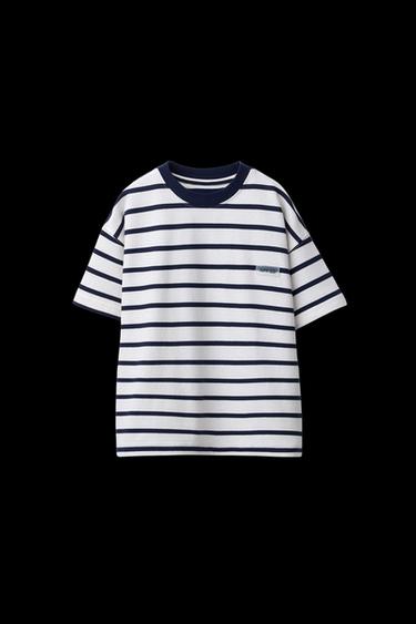 HEAVY-WEIGHT-T-SHIRT MIT STREIFEN UND ETIKETTDETAIL - Gestreift von Zara - Bild 0