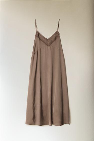 CHEMISE DE NUIT SATIN FRONCÉE - Marron de Zara - Image 5