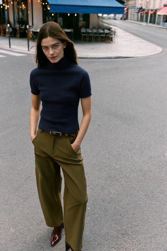 SOFT KNIT SHORT SLEEVE JUMPER - Navy blue by Zara - Image 0