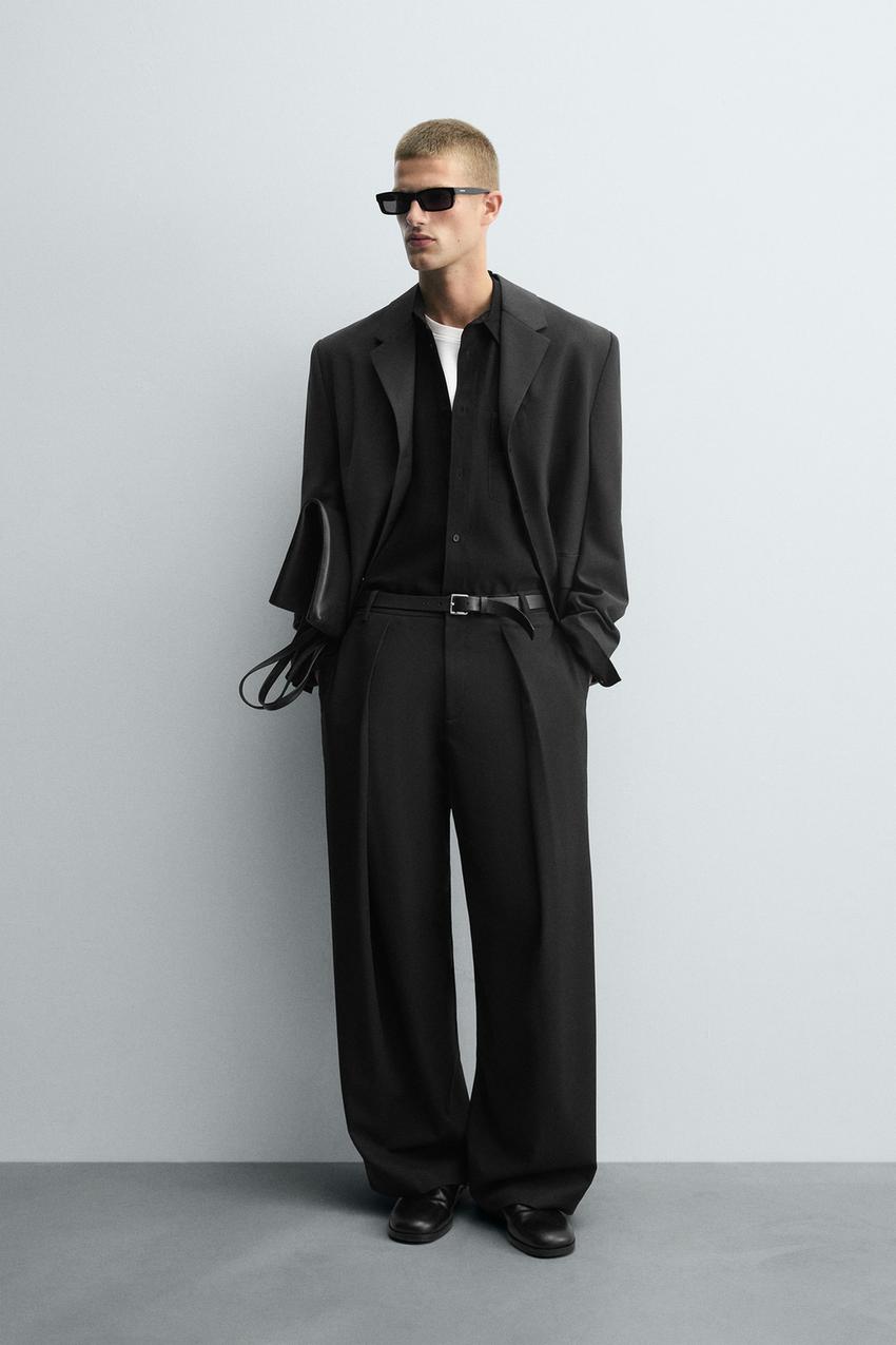Zara - Relaxed Fit Pleated Pants - Gray - 34 (Us 34) - Man Zara - Relaxed Fit Pleated Pants - Gray - 34 (Us 34) - Man