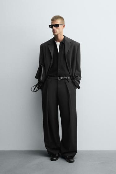 PLEATED WIDE-LEG TROUSERS - Black by Zara