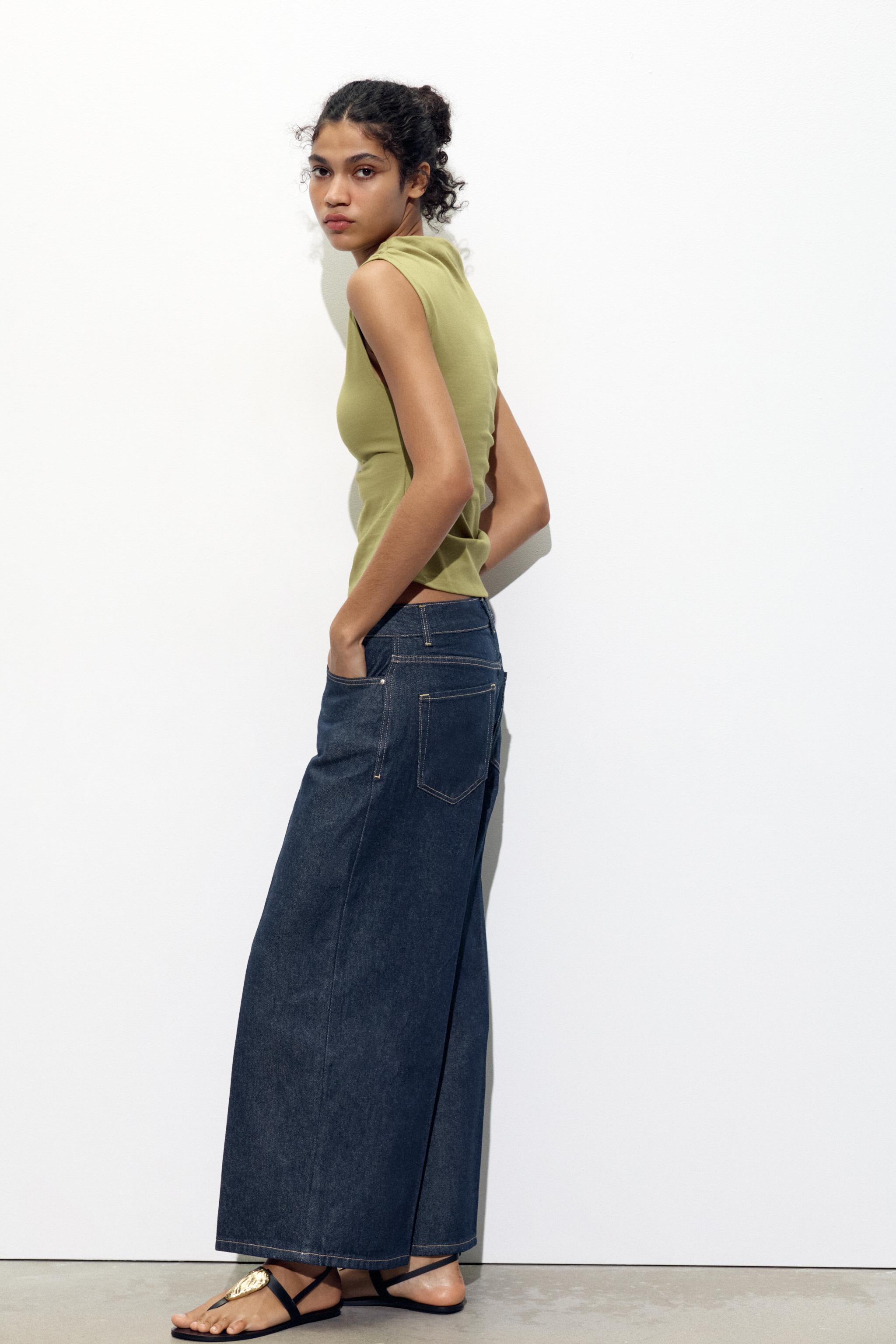 アシンメトリードレープTシャツ - オリーブグリーン | ZARA