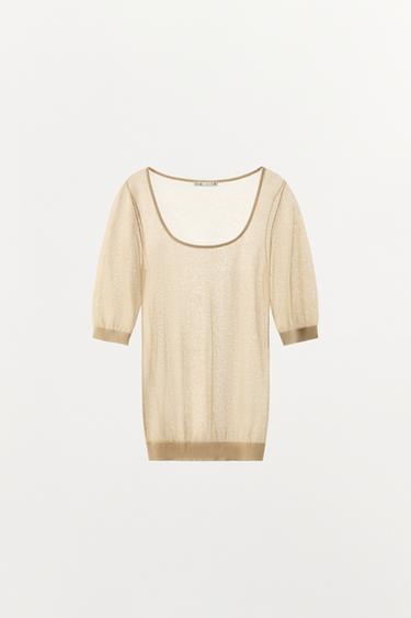 TOP EN MAILLE FINE - Écru de Zara - Image 4