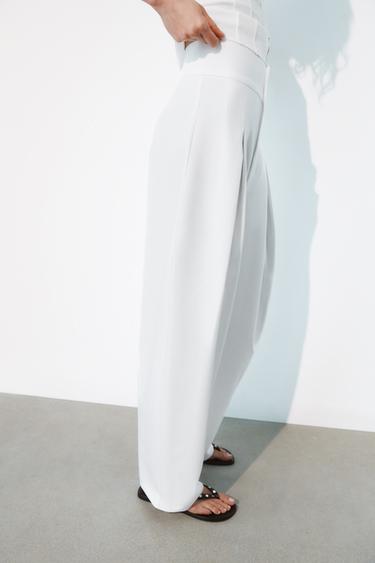 PANTALON BALLON À PLIS - Blanc de Zara - Image 4