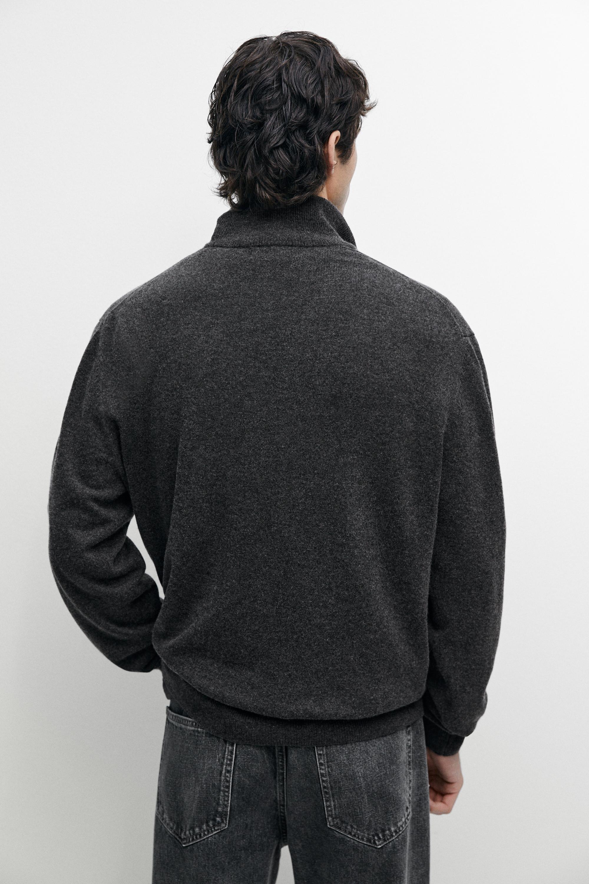 Mock neck knit sweater with zip