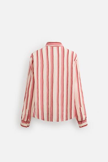 STRIPED FLOWING SHIRT - Pink / White by Zara - Image 7