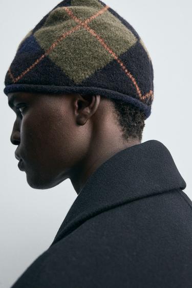 DIAMOND JACQUARD BEANIE - Navy blue by Zara - Image 3