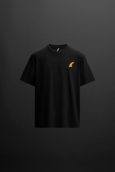 Zara SURF GRAPHIC PRINT T-SHIRT - Black