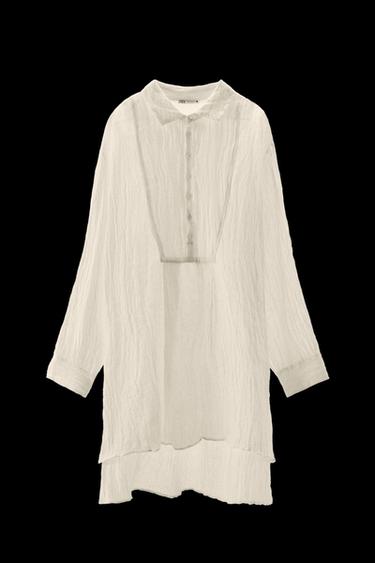 Zara LIMITED EDITION WRINKLE EFFECT LINEN SHIRT - White - Image 0