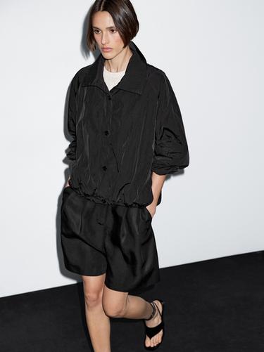 Zara High neck bomber puff jacket - Black