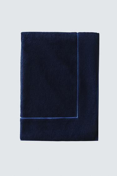 BEACH TOWEL WITH PLAIN BORDER - Navy blue by Zara