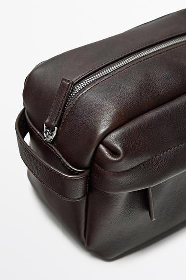 Large nappa leather toiletry bag — Brown 2