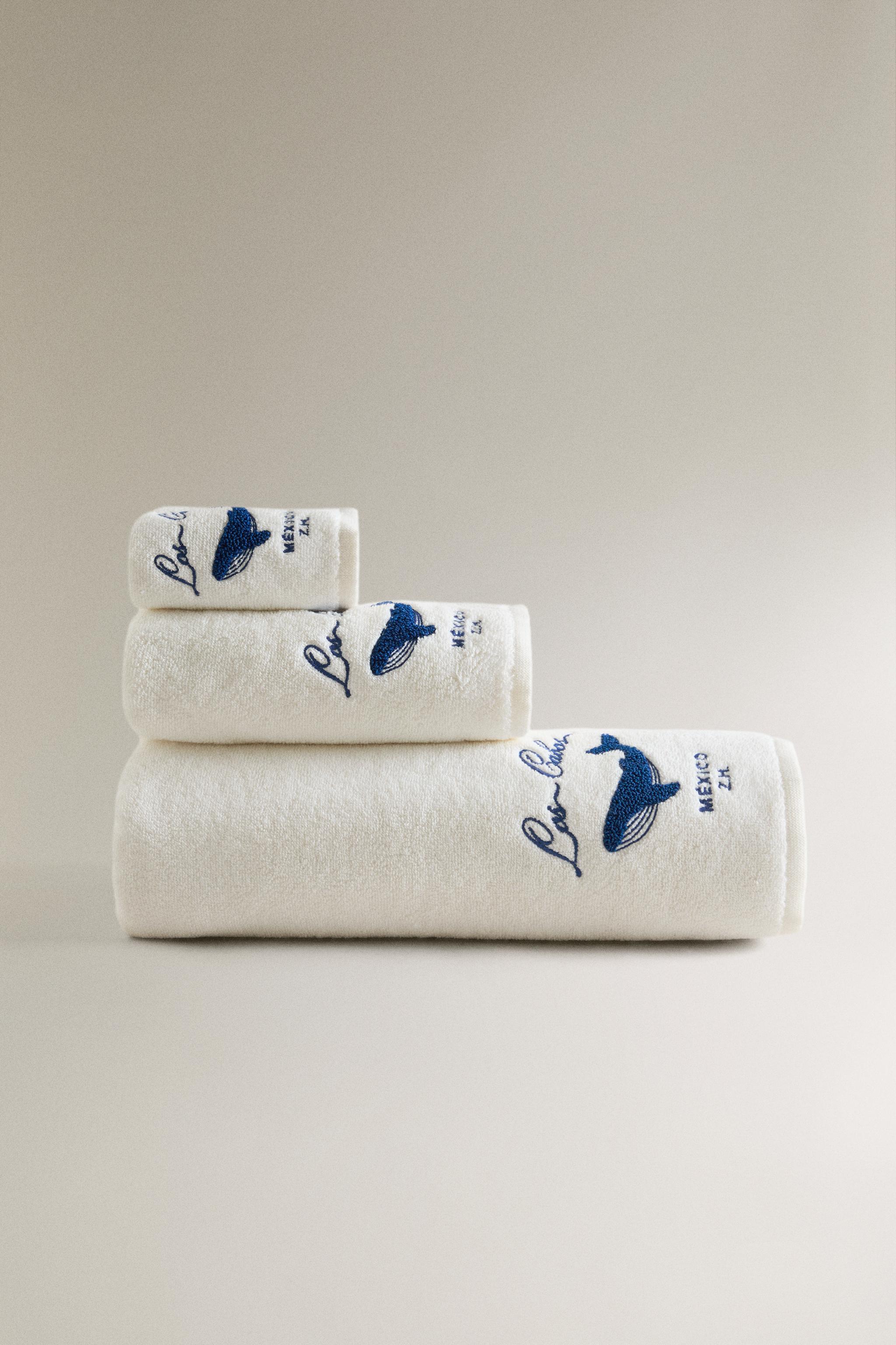 SERVIETTE DE BAIN BRODERIE BALEINE