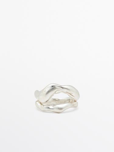 Anillo metálico abstracto - Plata de Zara - Imagen 0